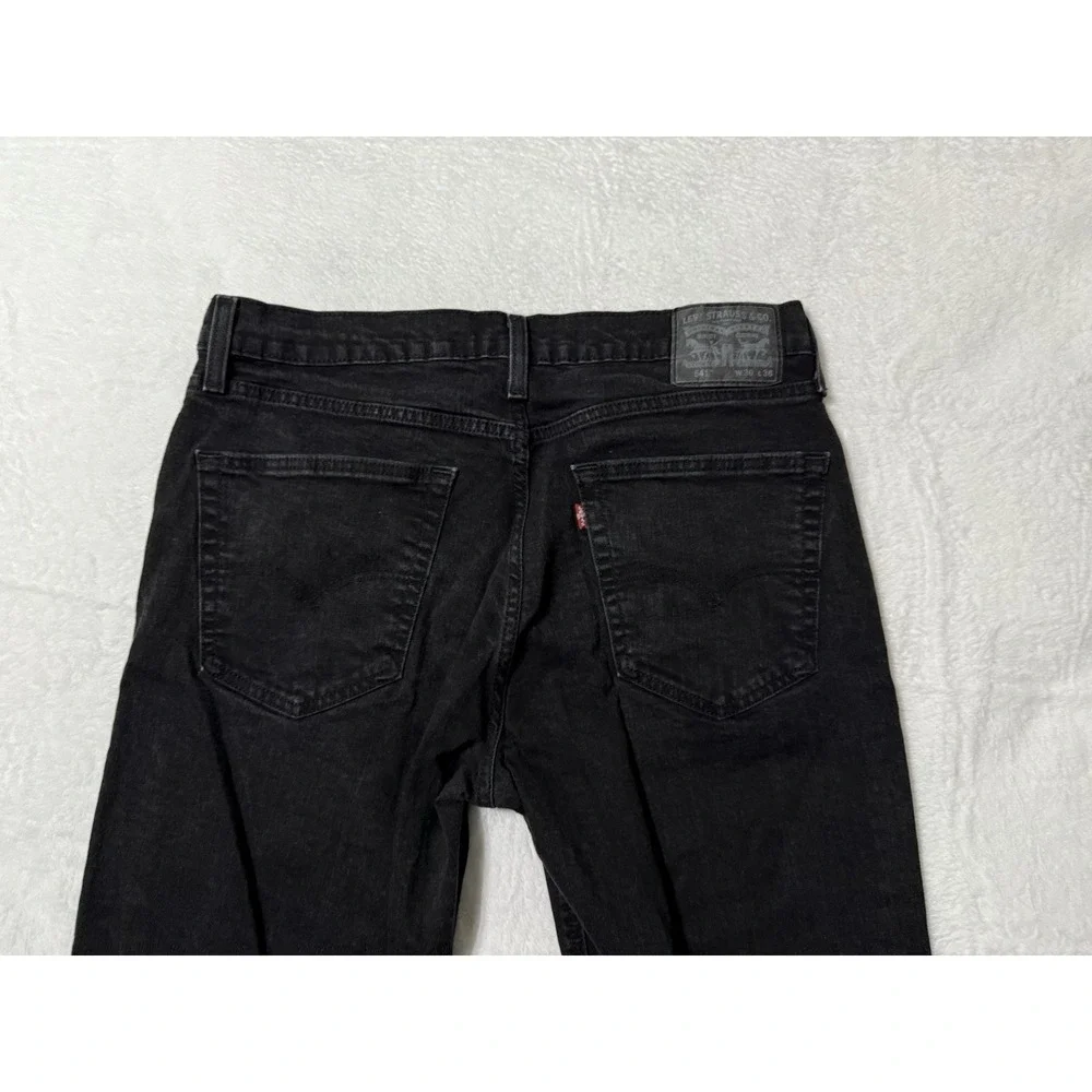 Levis‎ 541 Jeans Mens 34x33 Athletic Tapered Mid Rise Dark Wash Black Denim